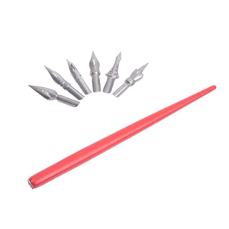 Ручка перьевая деревянная с 6 наконечниками для набросков| |