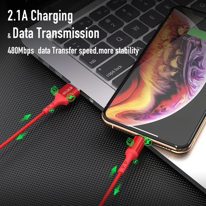 Светодиодный кабель Micro USB 2.1A для быстрой зарядки передачи данных Microusb зарядный