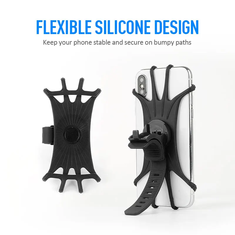 

Silicone Motorcycle Bicycle Phone Mount Holder Stand 360 Rotate Degree Bike Handlebar Phone Holder Stands For Smartphone