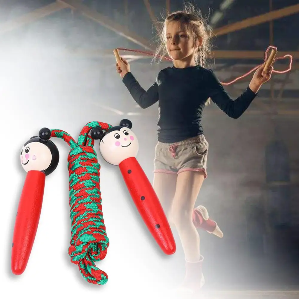 

Skipping rope for kids Lovely Cartoon Skipping Rope with Wooden Handles Braided Tangle-Free Rope Fitness Sports Jump Ropes