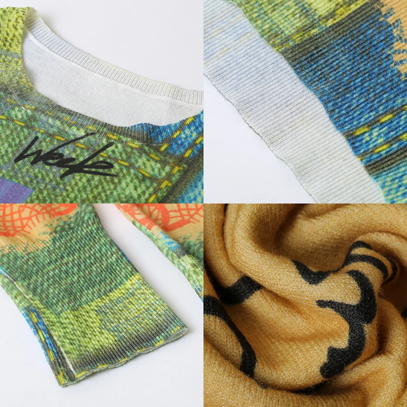 Зимний свитер с принтом женская осень 2021 большой Размеры пуловеры вязаный