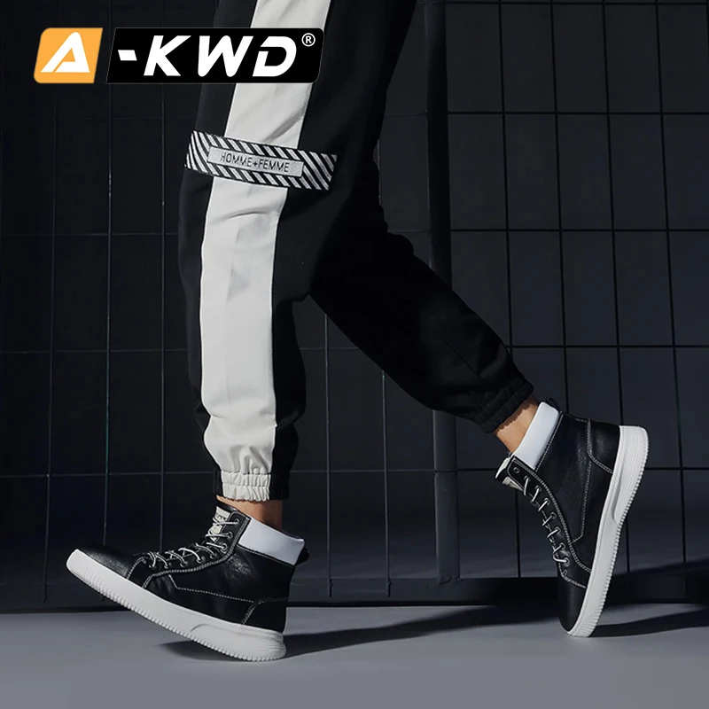 Ботинки мужские зимние из натуральной кожи модные ботинки с мехом высокие