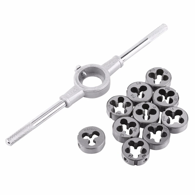 11Pcs/Set Die Wrench Kit High Speed Steel Screw Thread Cutting Straight Flute Hand Tapping Tap Access | Дом и сад