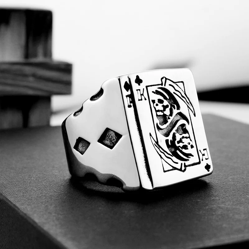 Мужское кольцо модный бутик Мрачный Жнец игральная карта шаблон Поп панк ретро