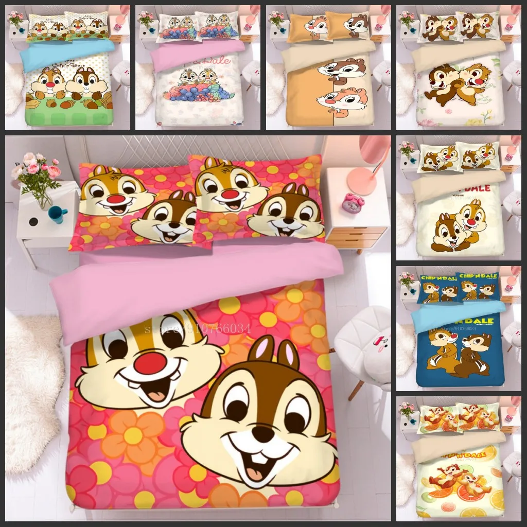 

Disney Chip'n'Dale Chipmunk Bedding Sets Cartoon Duvet Cover Set Pillowcase Bedclothes Girls Boys Kids Birthday Gifts Decor Home
