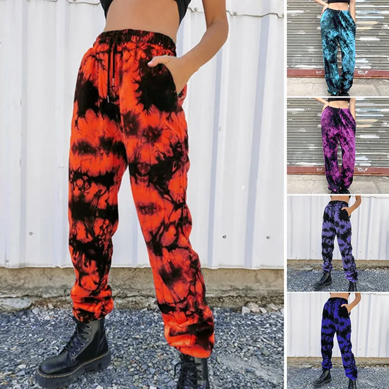 

Women Tie-dye Sweatpants Loose Drawstring Pants High Waist Baggy Pants Joggers Trousers