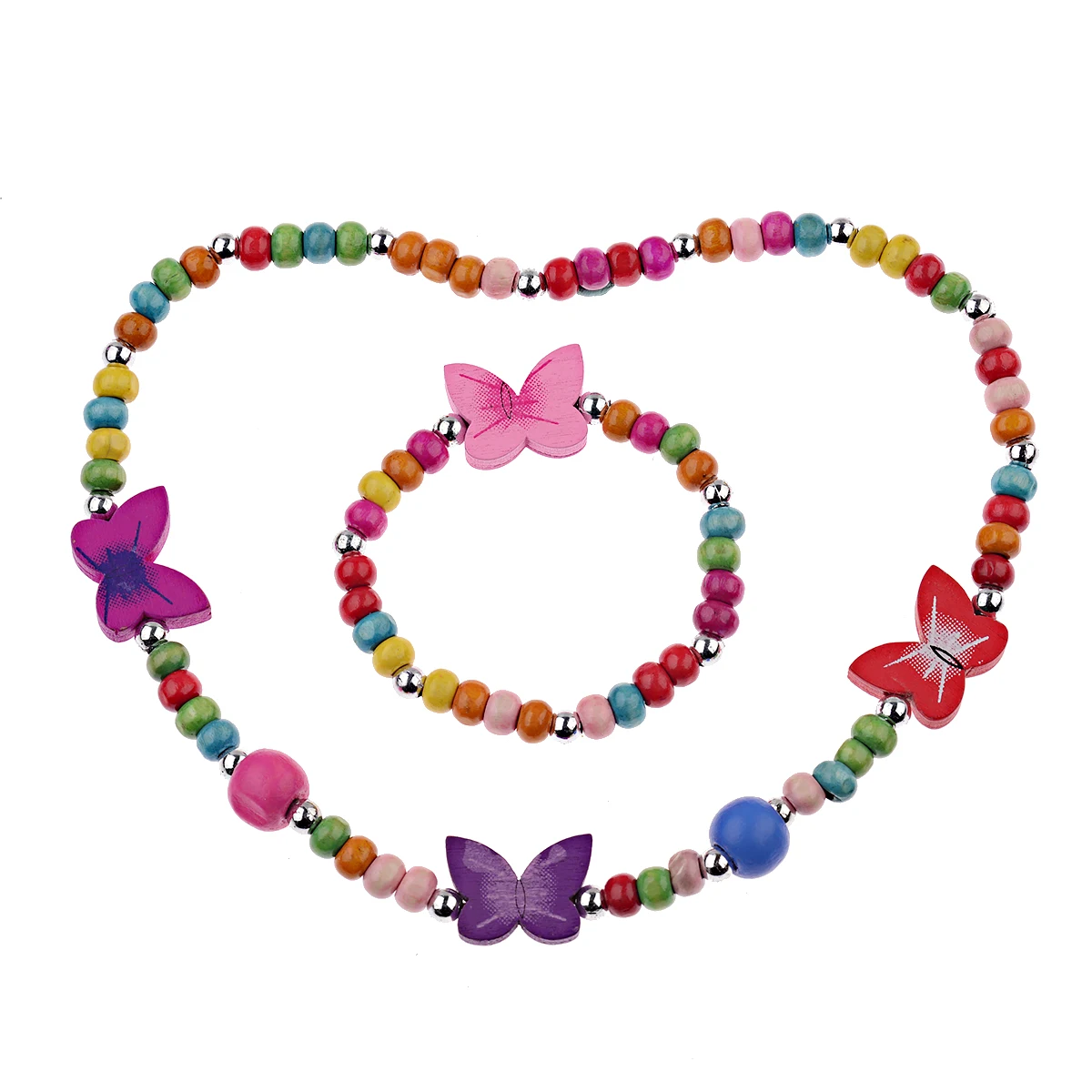 TopHanqi девочек красочное ожерелье из деревянных бусин браслет комплект ювелирных