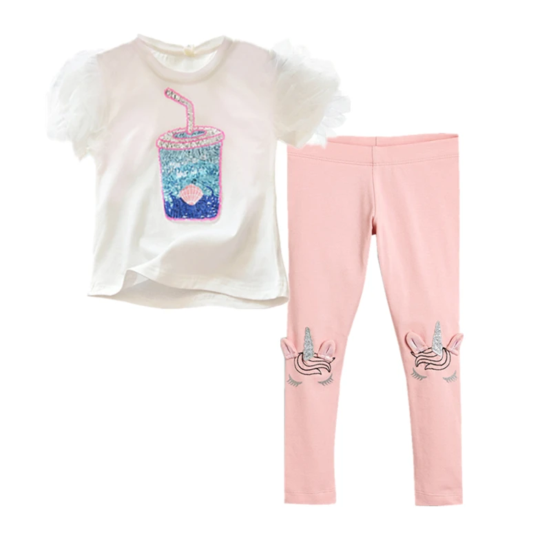 Комплект из 2 предметов для девочек летняя футболка с мультяшным принтом и