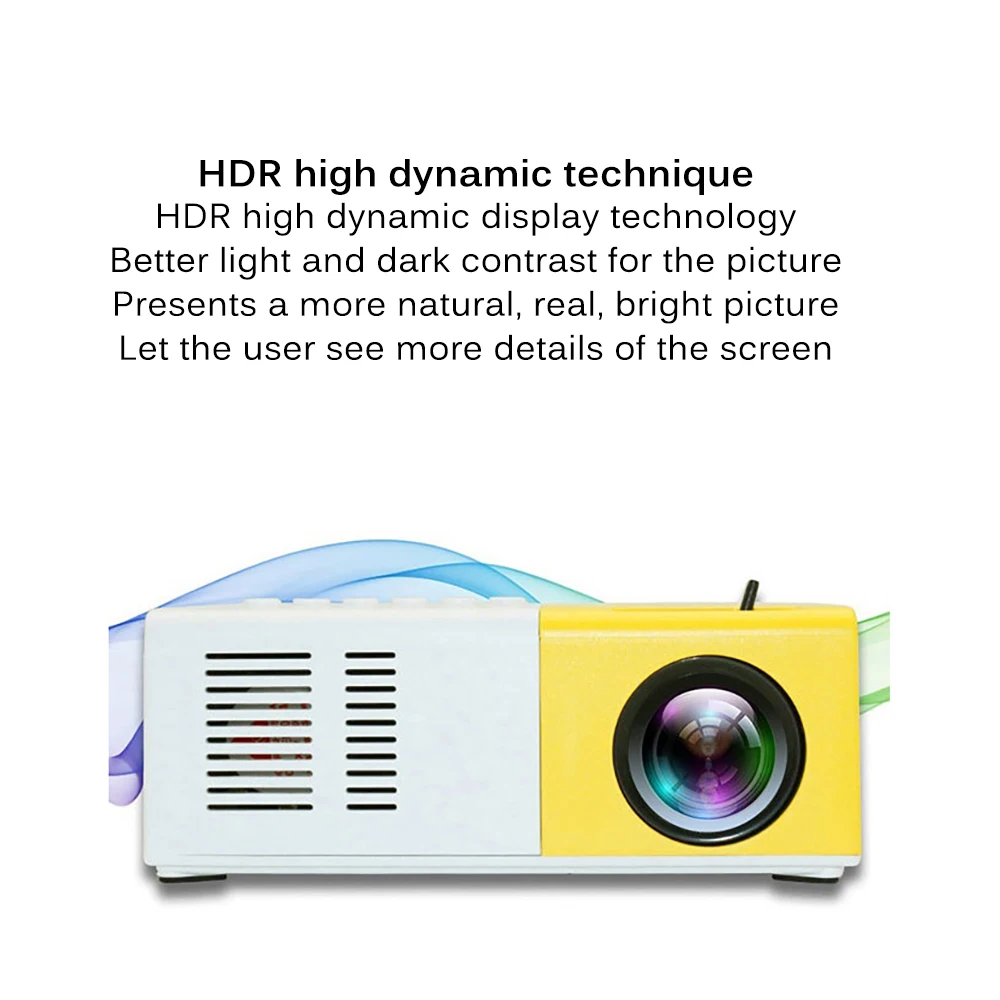 

Pro LED Mini US Projector 480x320 Pixels Supports 720P 1080P HDMI USB Audio Portable Projector Home Media Video Player