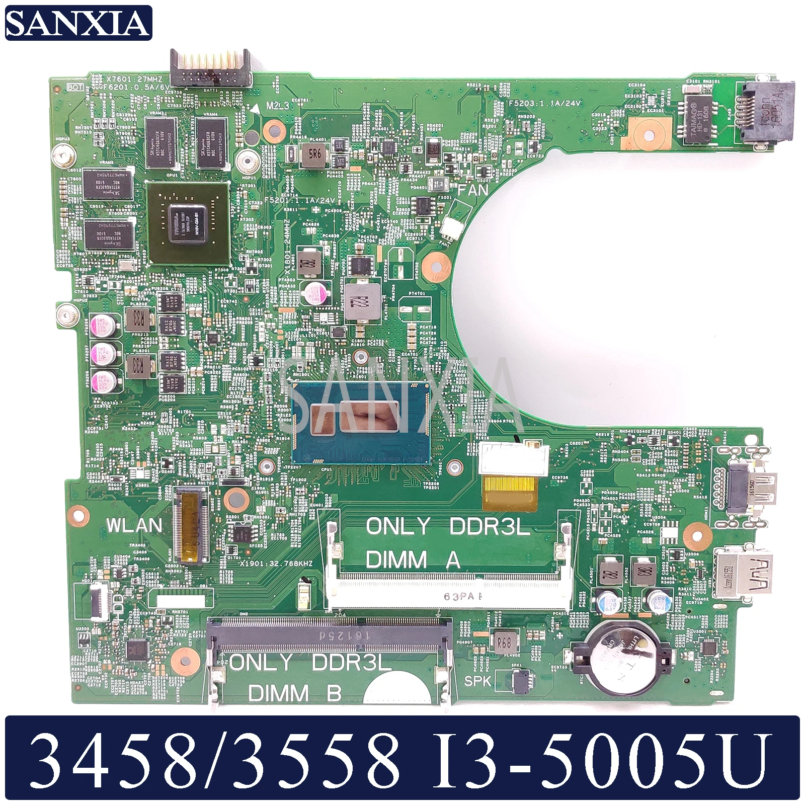 

KEFU 14216-1 Laptop motherboard for Dell Inspiron 3458 3558 original mainboard I3-5005U GT920M/820M