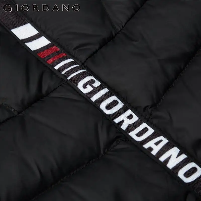 Giordano Men Down Jackets Printed Lightweight Grey Duck Down Jacket Stand Collar Machine Washable Down Coat 01071700
