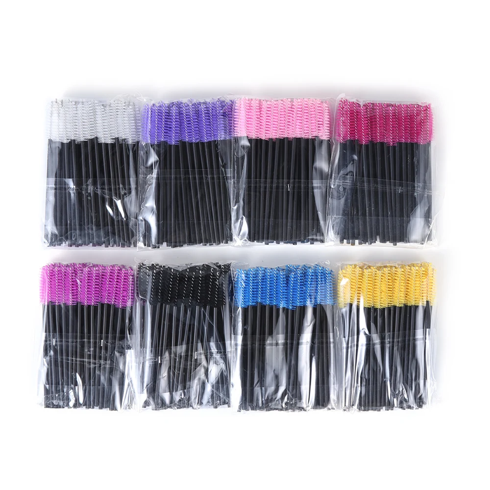 50Pcs /Bag Cosmetic Eyelash Brush Crystal Mascara Wands Applicator Diamond Eyelashes brushes Disposable Make Up Tools | Красота и