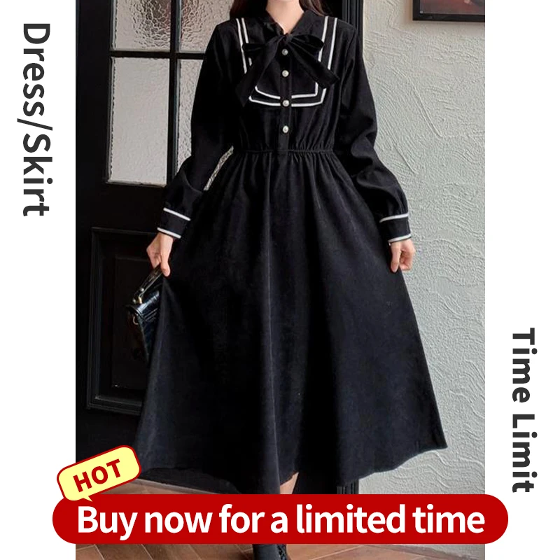 

Женское платье, винтажная одежда, халат, женская одежда, платье миди, черное элегантное женское платье, Повседневные Вечерние платья