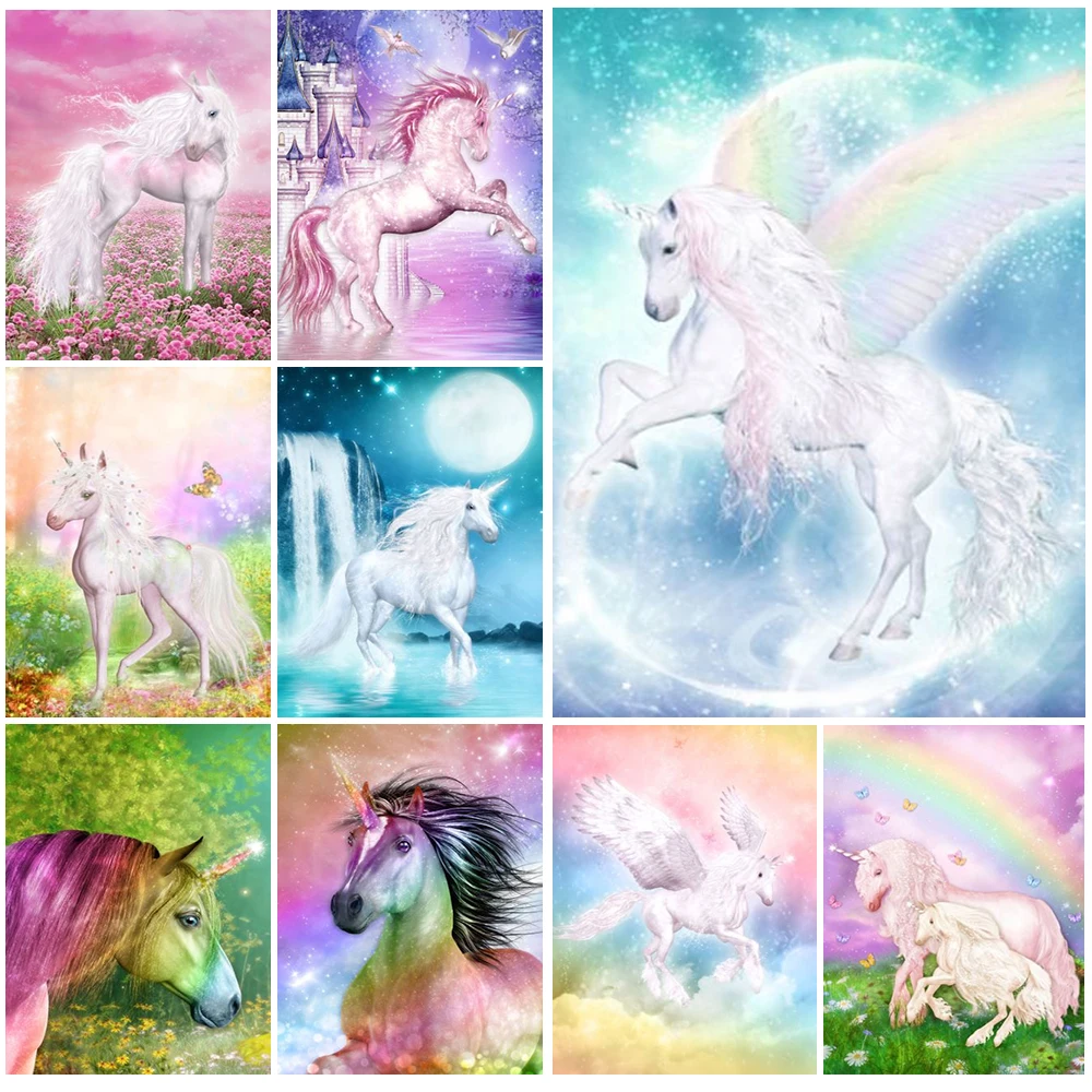 Cartoon Magic Unicorn Dreams Rainbow Nordic Poster Wall Art Canvas Painting Wall Pictures For Living Room Home Decor Unframed