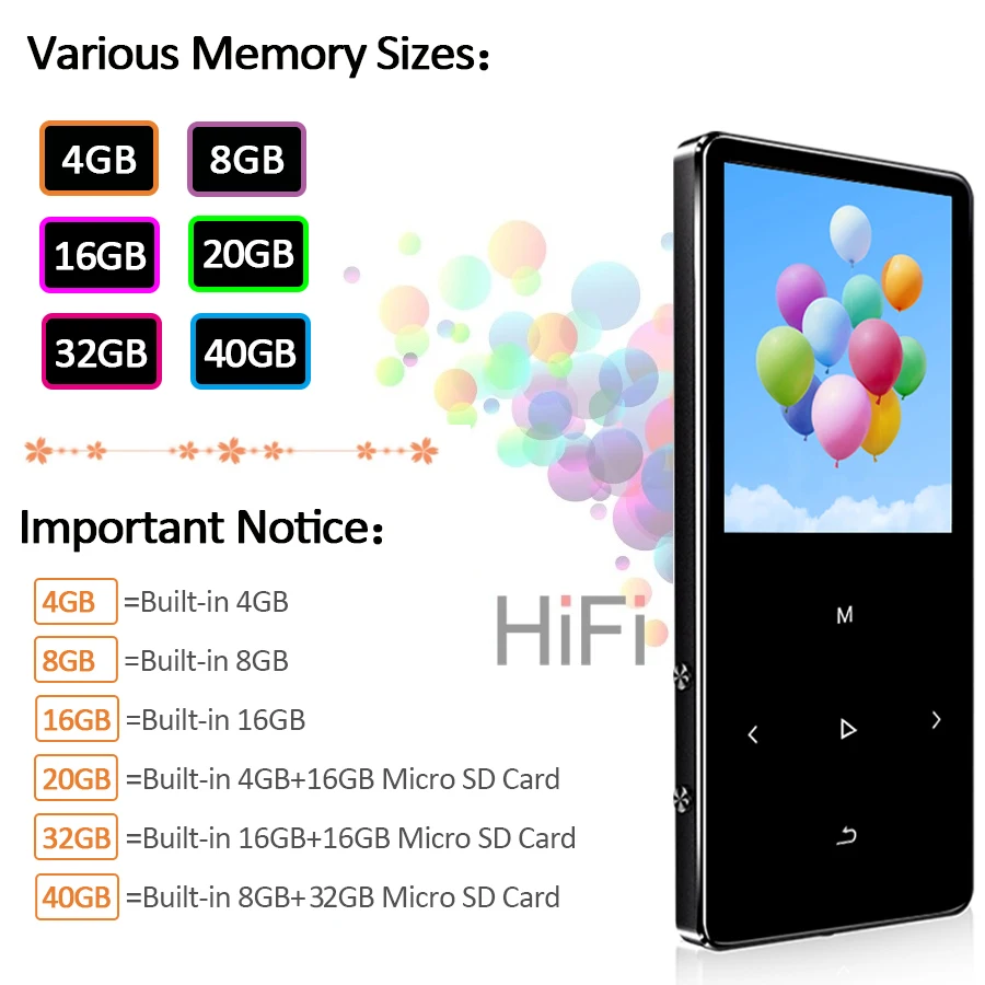 Mp3-плеер с Bluetooth-динамиком сенсорная клавиша встроенный 8 ГБ 16 32 40 Hi-Fi