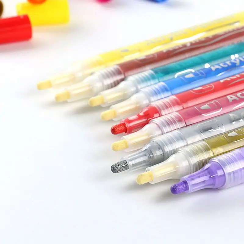 

12/15 Colors Acrylic Paint Marker Pen Detailed Marking for DIY Album Glass Ceramic Rock Wood Canvas