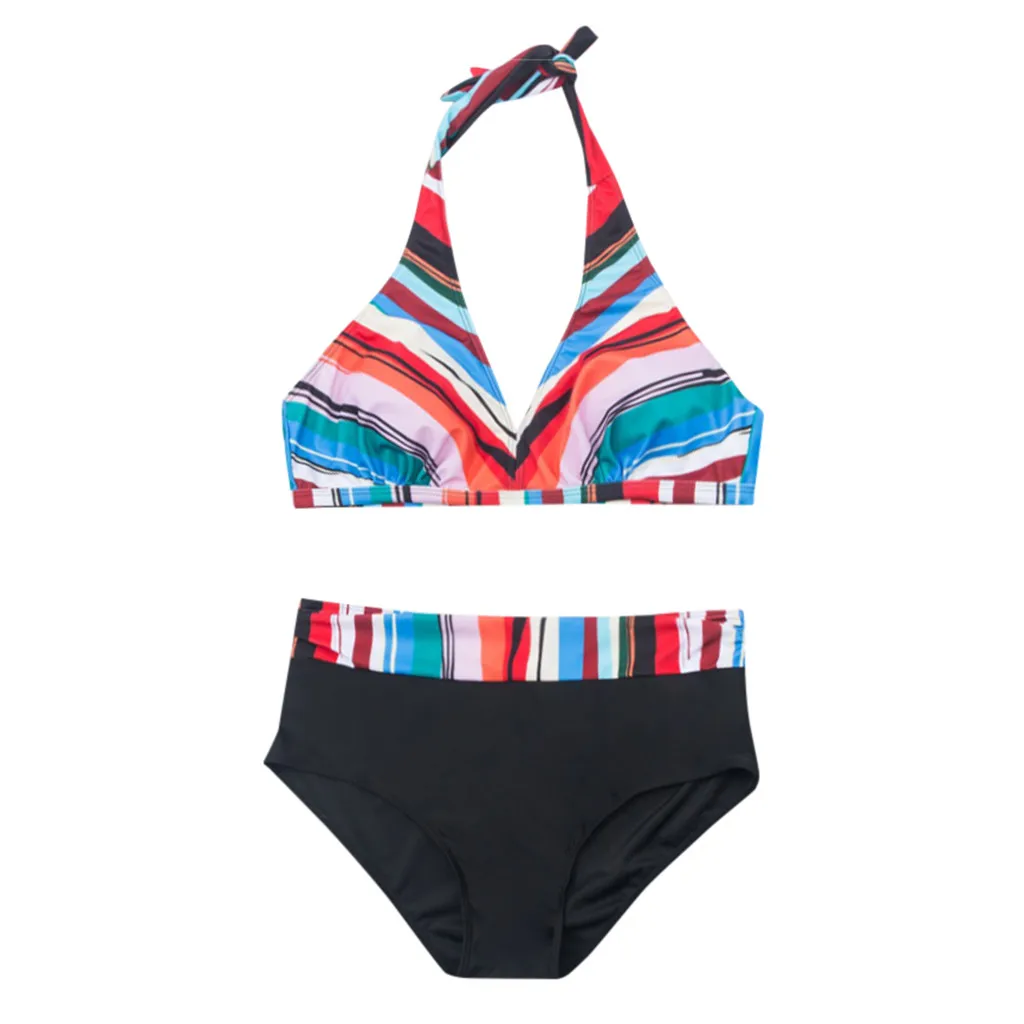 Size Xl-5Xl Plus Womens Sexy Split Body Bikini Set Swimsuit Bathing Suit Beachwear Two Piece Black Z0302 | Женская одежда