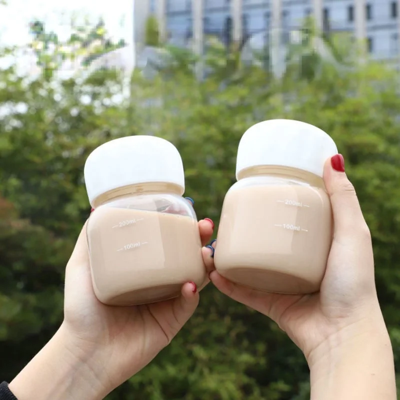 300ml Mini Graduated Water Cup Children's Portable Small Milk Tea Milk Cup Korean Lovely Thickened Wwater Cup