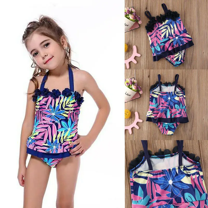 2020 модный тренд для маленьких девочек с красочными листьями цельный танкини
