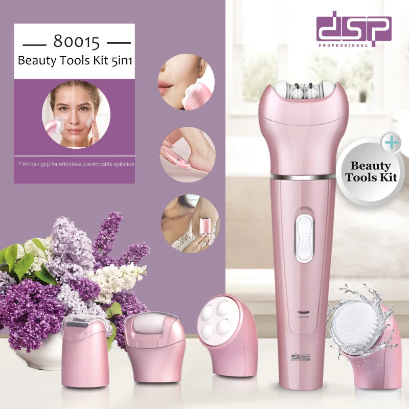 5 in 1 Women Shaver Painless Hair Removal Epilator Shaving Machine  Bikini Body Face cleaning facial Brush massager peeling skin