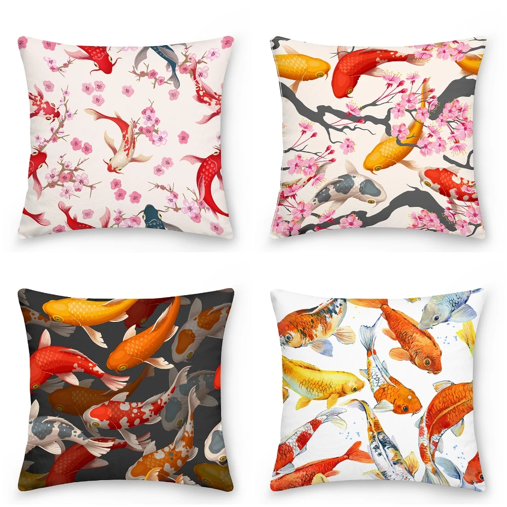 

Koifish Print Cushion Cover Throw Pillow Covers Decorative Pillow Cases Home Decor For Bedroom Living Room