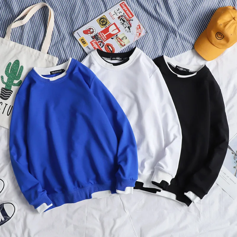 

Sweatshirt Men Causal Patchwork Autumn New O-Neck Long Sleeve Sweatshirts