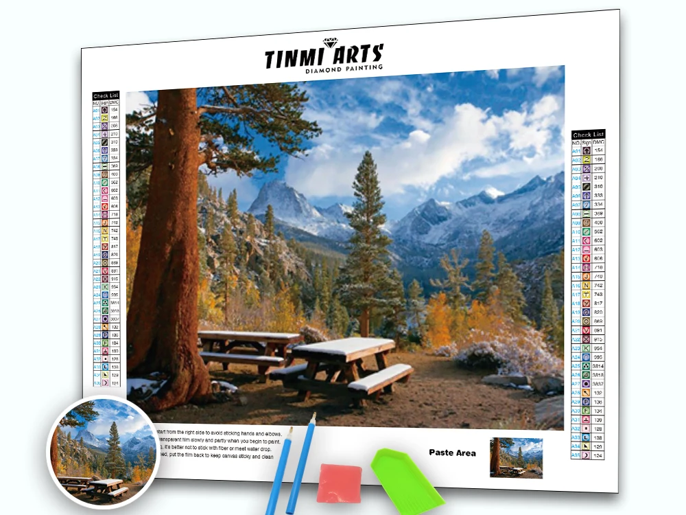 

TINMI ARTS Full Round Diamond Painting Mountain 5D DIY Cross Stitch Landscape Diamond Embroidery Sale Mosaic Crafts Needlework