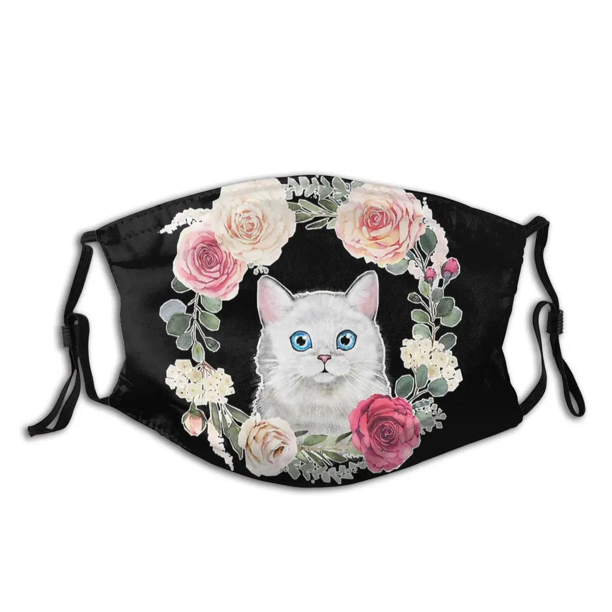 

Cat Wreath, Cat Lover Mask Reusable Anti Haze Dustproof Protection Respirator Mask with Filters