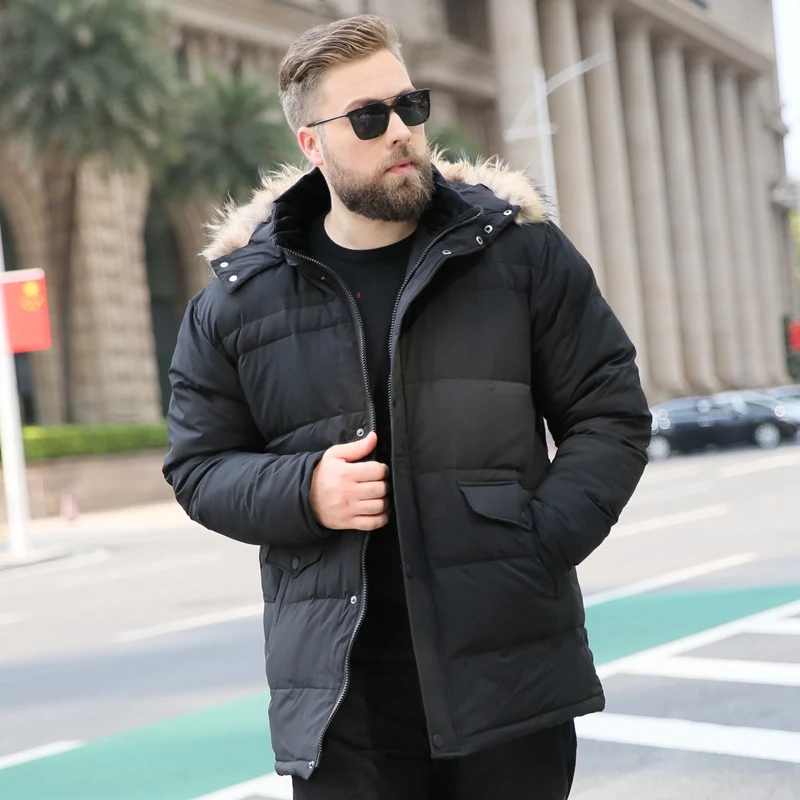 Мужской длинный пуховик с меховым воротником размеры 7XL 8XL 9XL 10XL 6XL 5XL | Мужская