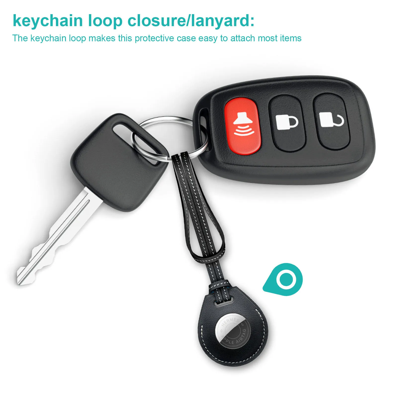 

Keychain Protector Cover With Lanyard For AirTags Buckle Protection Skin Case Sleeve Anti-Scratch Anti-Fall Leather Keychain