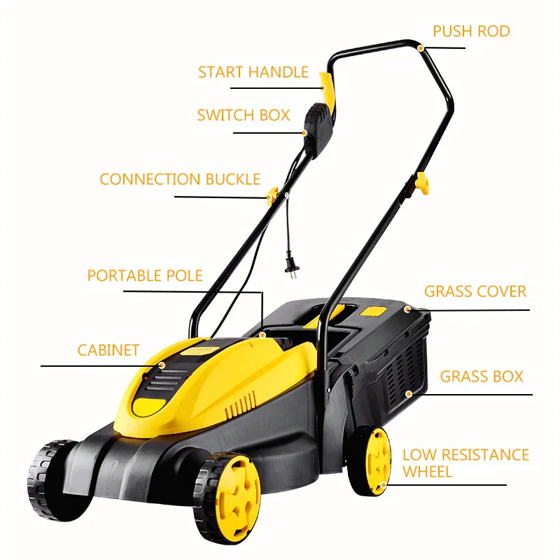 

Electric Lawn Mower High-power Household Garden Push-type Lawn Mower Auto String Cutter Pruning Garden Tools 220V 1300W