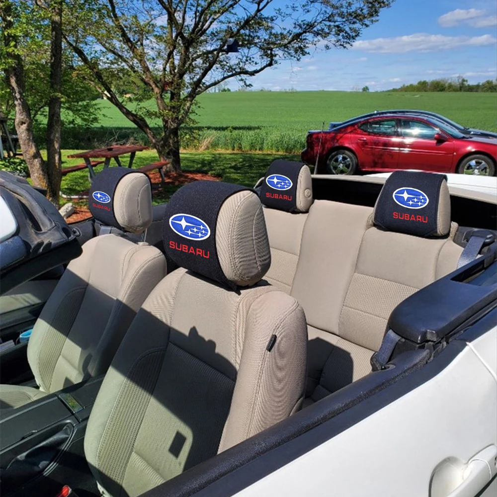 

VEHICAR 2PCS Hot Car Headrest Cover Fit For SUBARU Auto Soft Cotton Headrest Velcro Car Headrest Case Accessories