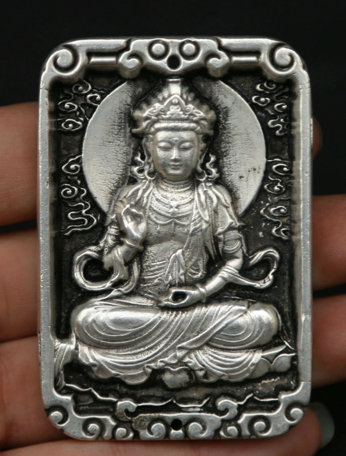 Кулон-Амулет из серебра 2 8 пробы с ручной резьбой в буддистском стиле Гуань Инь