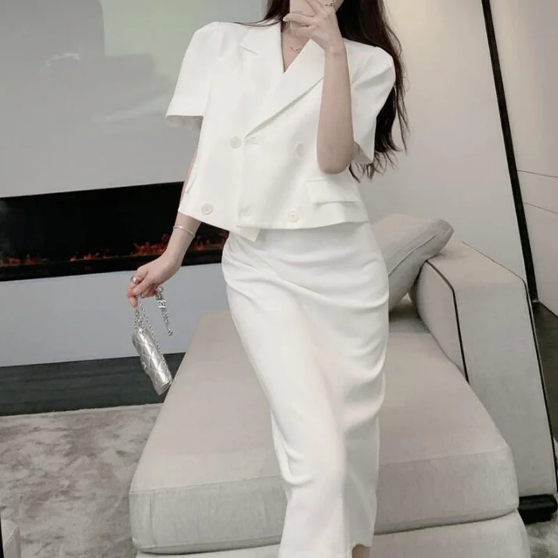 Новинка 2021 женский элегантный комплект из двух предметов короткий жакет и