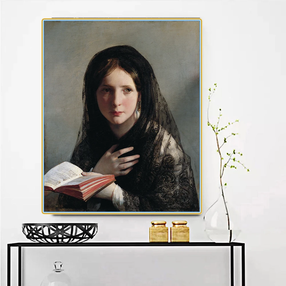 Citon Холст Картина маслом Фридрих фон амерлинг Lost in her dreams Poster художественный