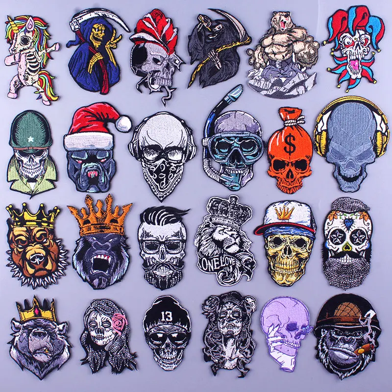 Нашивка в полоску с черепом патчи для одежды стиле панк вышитые нашивки сделай