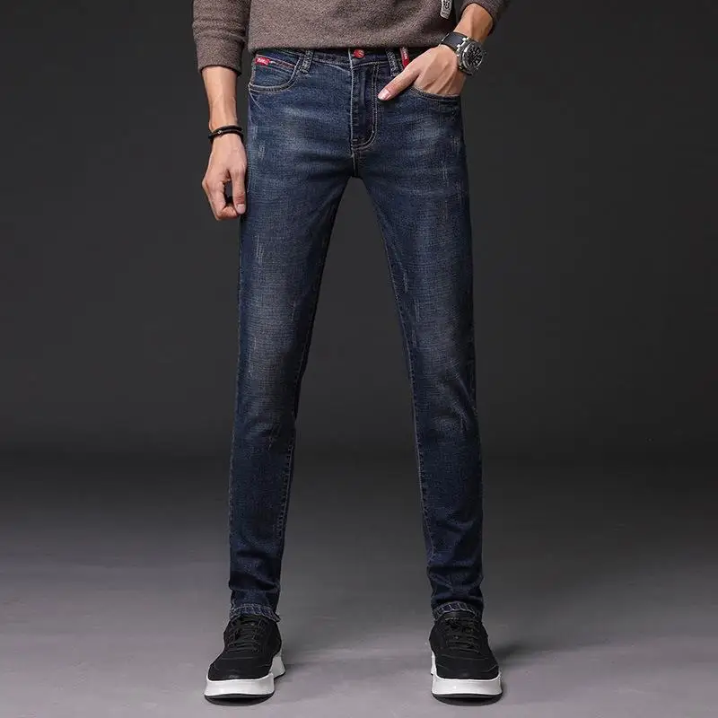 

New Arrivals Men's Simple Jeans Slim Version of the Elastic Denim Pants Causal Trousers