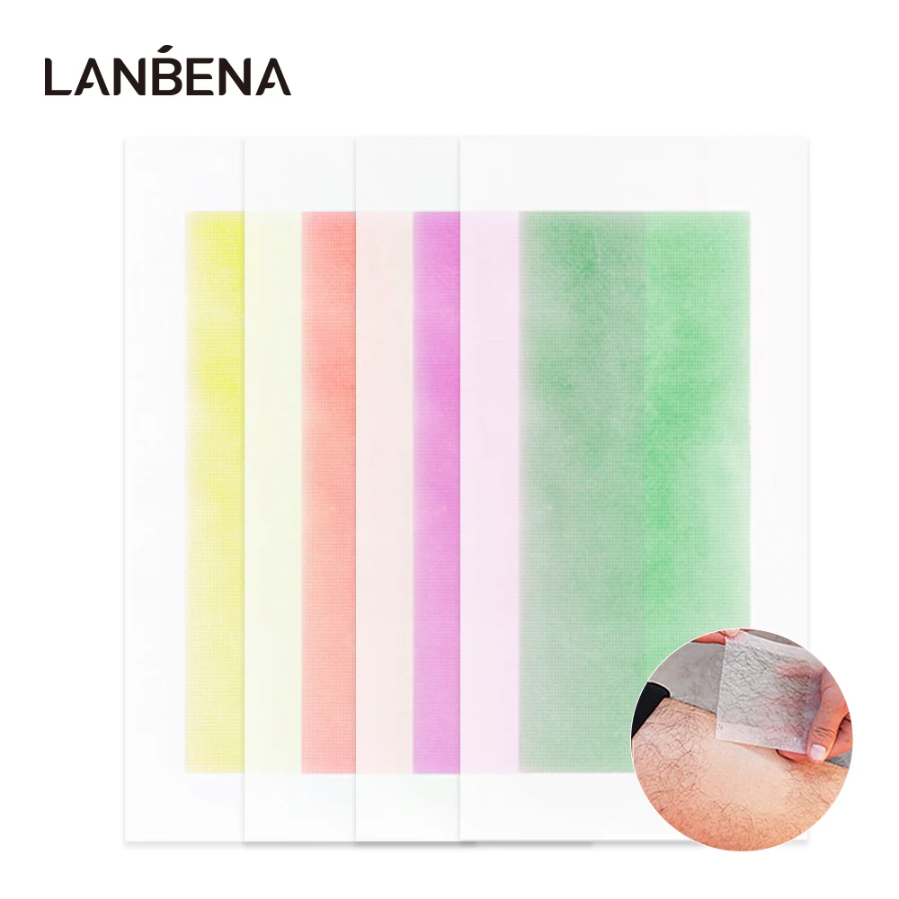 

LANBENA Hair Removal Wax Strips Papers 5 pcs Natural Beeswax Double Side Depilation Uprooted Silky For All Body Beauty 2 size