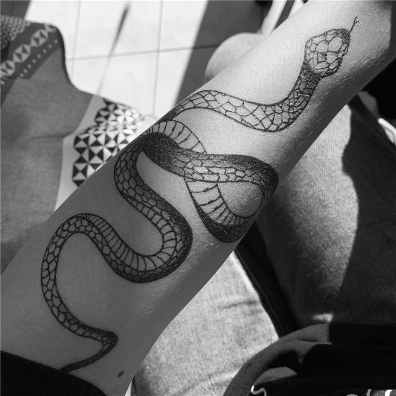 

Big Large Black Temporary Tattoo Python Anaconda Dragon Tatuajes Temporales Waterproof Tattos for Men Women Arm Body Leg Sticker
