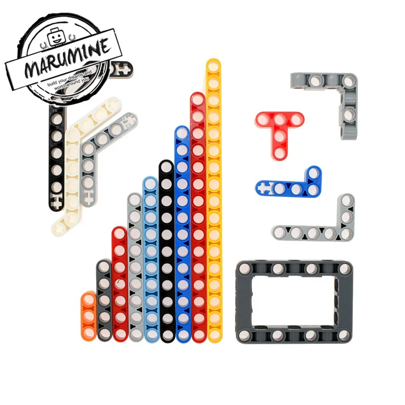MARUMINE 50 шт./лот Technic Liftarm прямые блоки техника для закручивания строительных кирпичей набор образовательных игрушек для детей