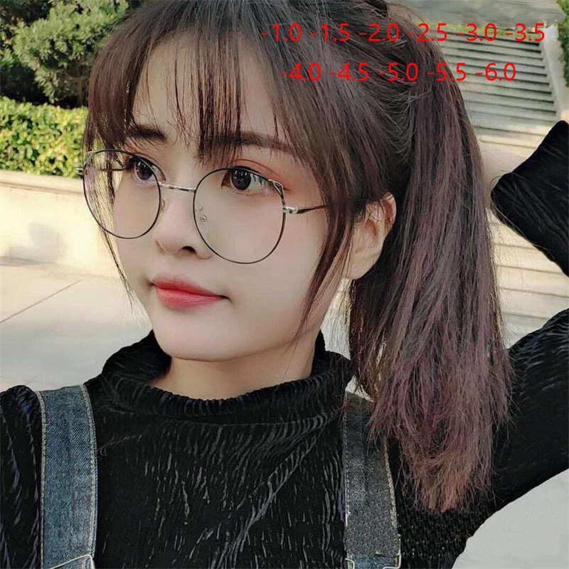 

Metal Cat Ears Myopia Finished Glasses Women Men Round Nearsighted Eyeglasses Clear Spectacle -1 -1.5 -2 -2.5 -3.0 To -6.0