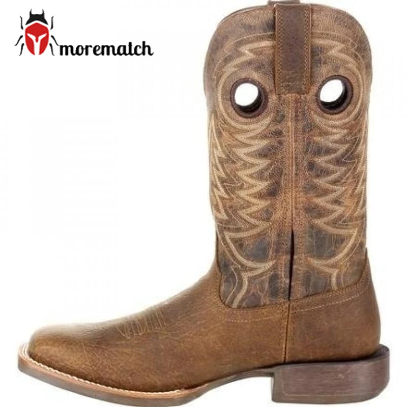 

Мужские Винтажные ковбойские ботинки, коричневые ботинки в ковбойском стиле, повседневные уличные теплые ботинки без шнуровки, с вышивкой, ...