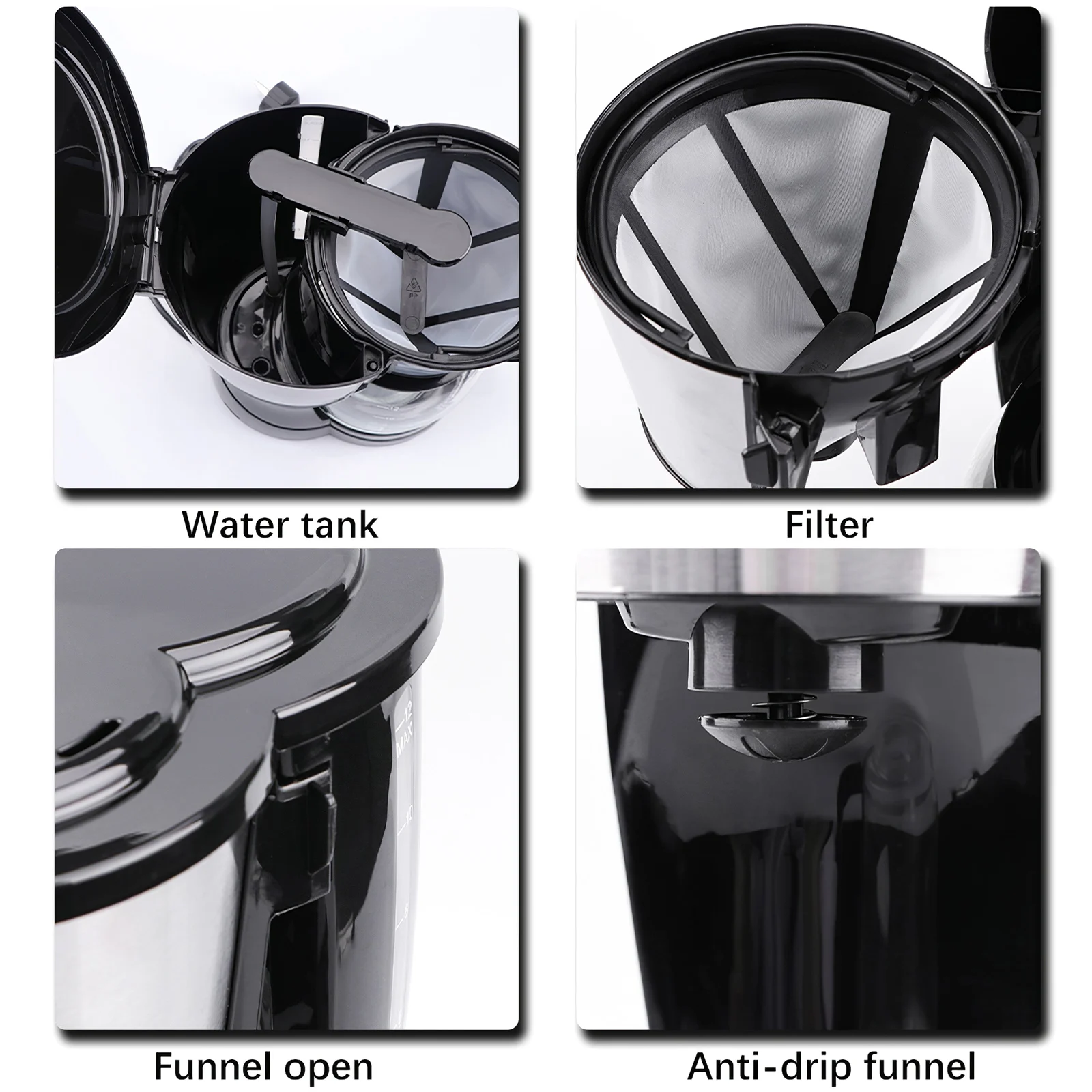 

Automatic Anti-Drip Coffee Machine Filter 800W Power Kitchen Coffee Maker Boiled Tea Powder Milk Cafe Pot Cup for Home Office