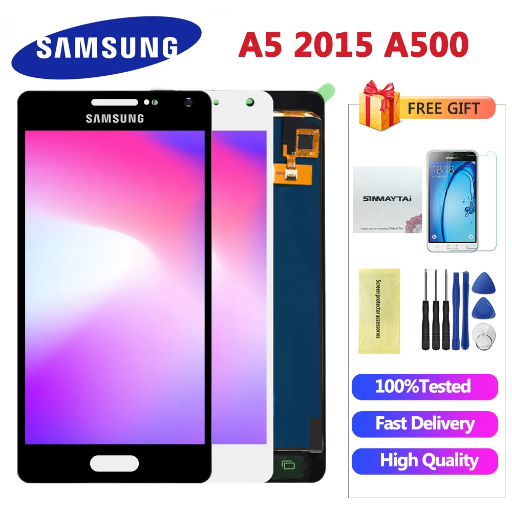 Сменный сенсорный ЖК экран для Samsung Galaxy A5 2015 A500 A500F A500M|Экраны мобильных телефонов|