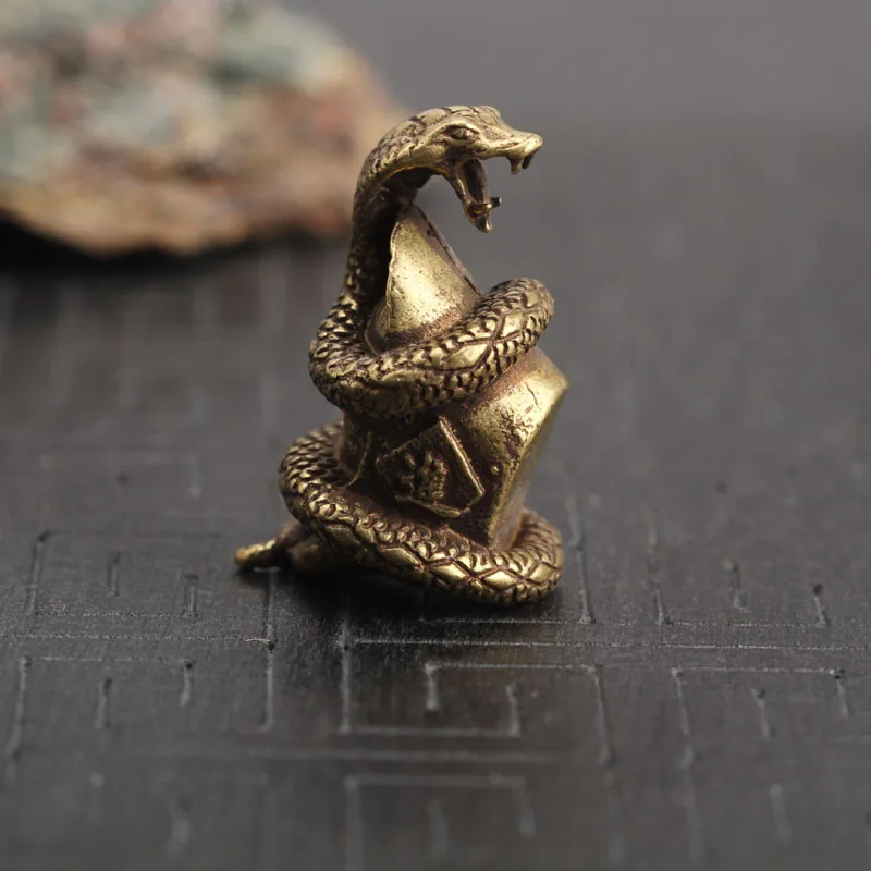 Статуя в форме змеи из чистой меди настольные украшения 12 китайских зодиакальных