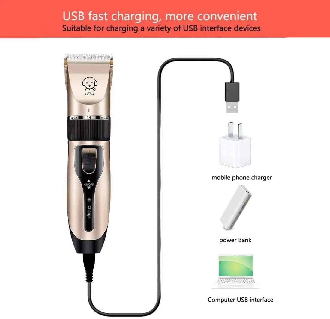 

Electrical Dog Hair Trimmer Pet Hair Clipper Rechargeable Low-Noise Cat Hair Remover Grooming USB Charging Hair Cutter Machine