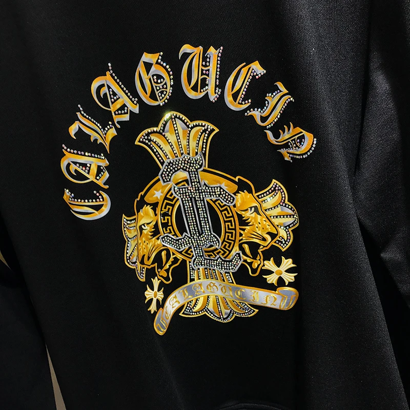 

Autumn 2020 round neck sweater casual sports suit letter printing hot Diamond Long Sleeve pants two piece men's fashion brand