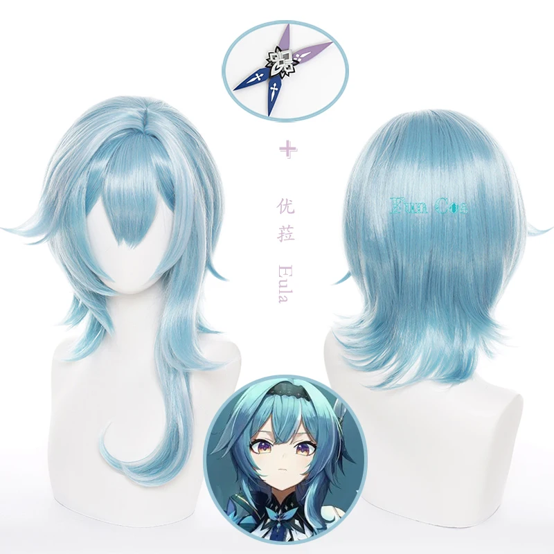 

Игра Genshin Impact Косплей Eula косплей синий парик аниме термостойкие волосы + Бесплатный парик Кепка реквизит для вечевечерние на Хэллоуин для же...