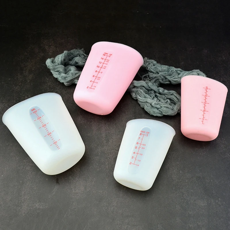 

250ml/500ml Silicone Measuring Cup Jug Pour Spout Surface Kitchen Tool Supplies Quality Cup With Graduated Quality Kitchen