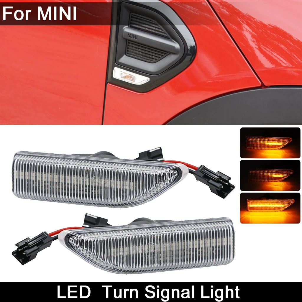 

2Pcs For Mini Cooper Countryman F60 2017-UP Clear Lens Car Front LED Side Marker Light Dynamic Blinker Amber Turn Signal Lamp